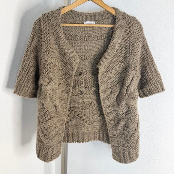 Soft Surroundings Chunky Cable Knit Cardigan Sweater Large Brown Cottagecore - Picture 3 of 6